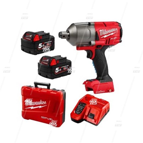 Cordless Impact Wrench, 3/4" Drive, Short Anvil, MILWAUKEE 18V, Kit with Batteries/Charger/Hard Case