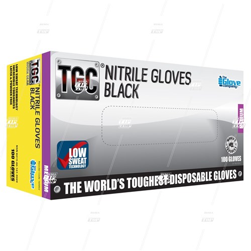 TGC Nitrile Gloves Black - Medium (box/100)