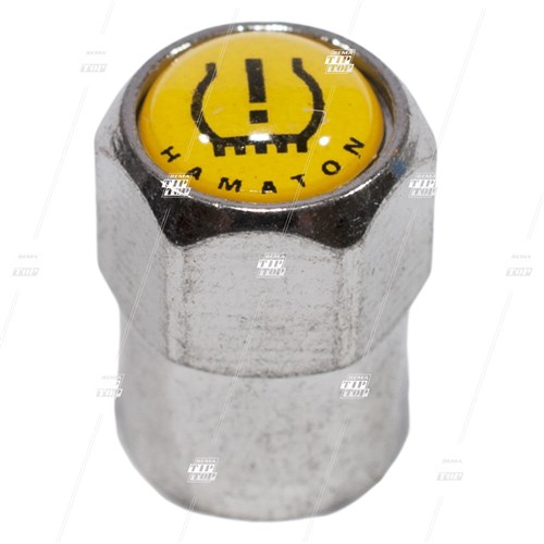 Chrome Valve Cap, TMPS Symbol - Hex Style (each)